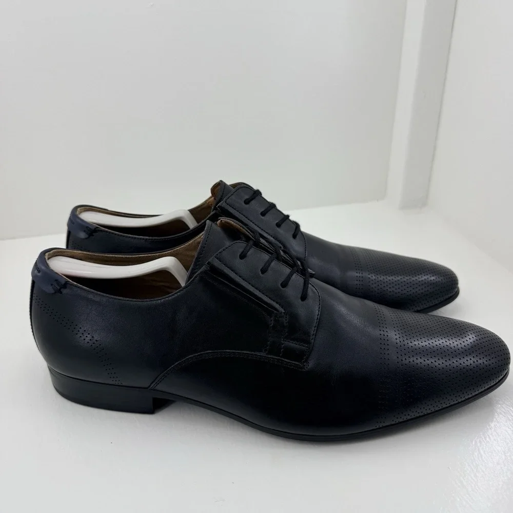 ALDO Men's Black Leather Cap Toe Oxford Dress Shoes Size 12 Lace Up Formal